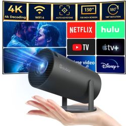 aubor Mini Projector with Android TV 11.0, Support 1080P Smart Portable Projector with 5G WiFi and Bluetooth, 10000 Lumen，Auto Keystone Correction, Pr