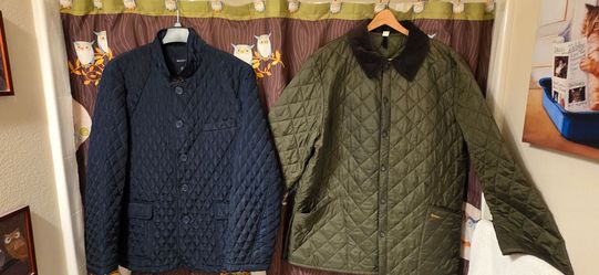 2 Men’s Quilted Jackets Size XXL - Barbour Olive Green & Braveman Navy