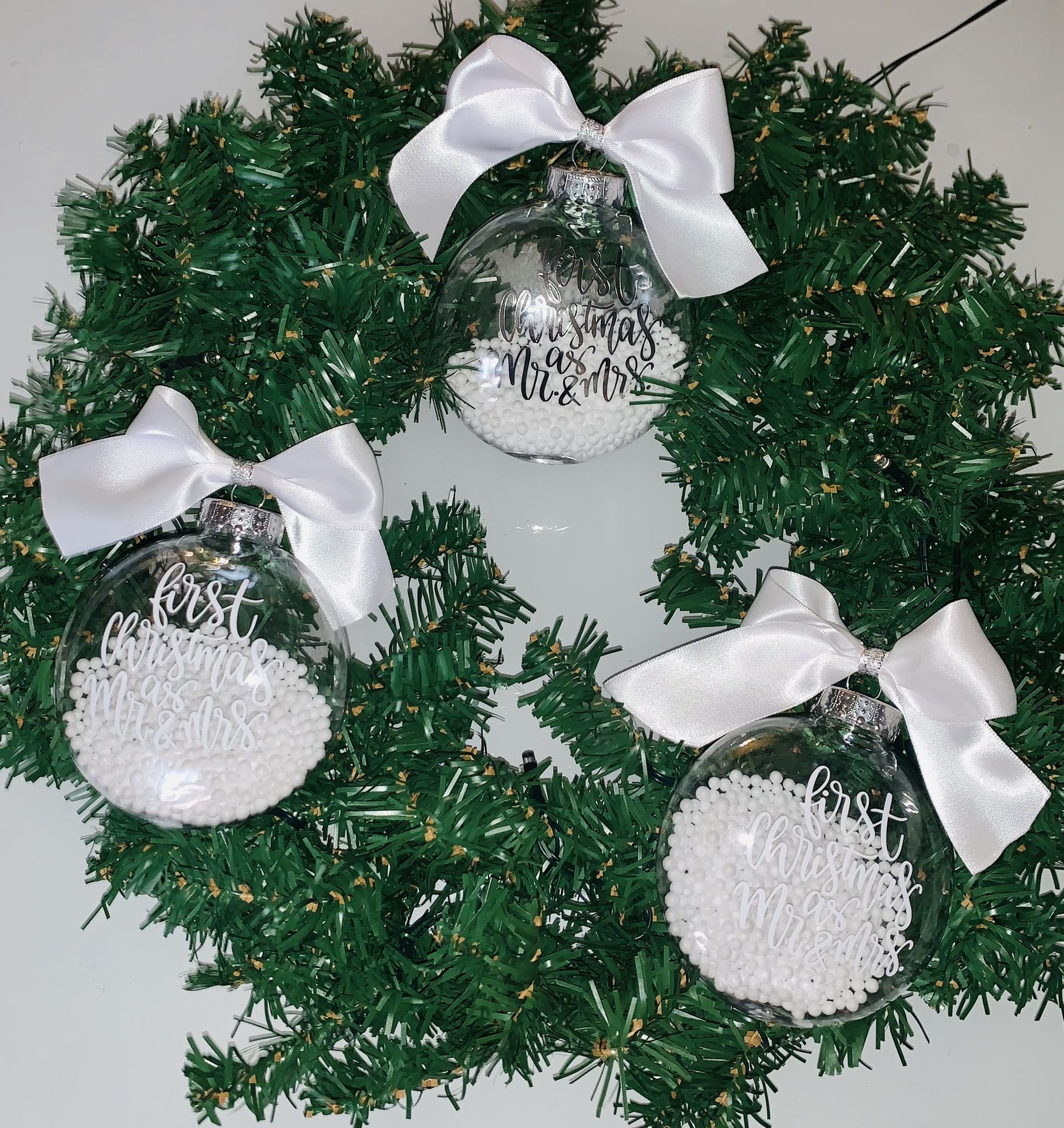 First Christmas as Mr. & Mrs. Ornaments With Snow