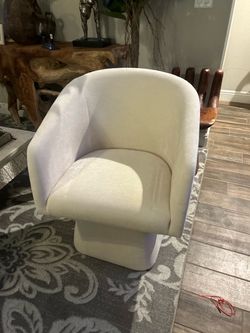 Modern Cream Upholstered Barrel Accent Chair