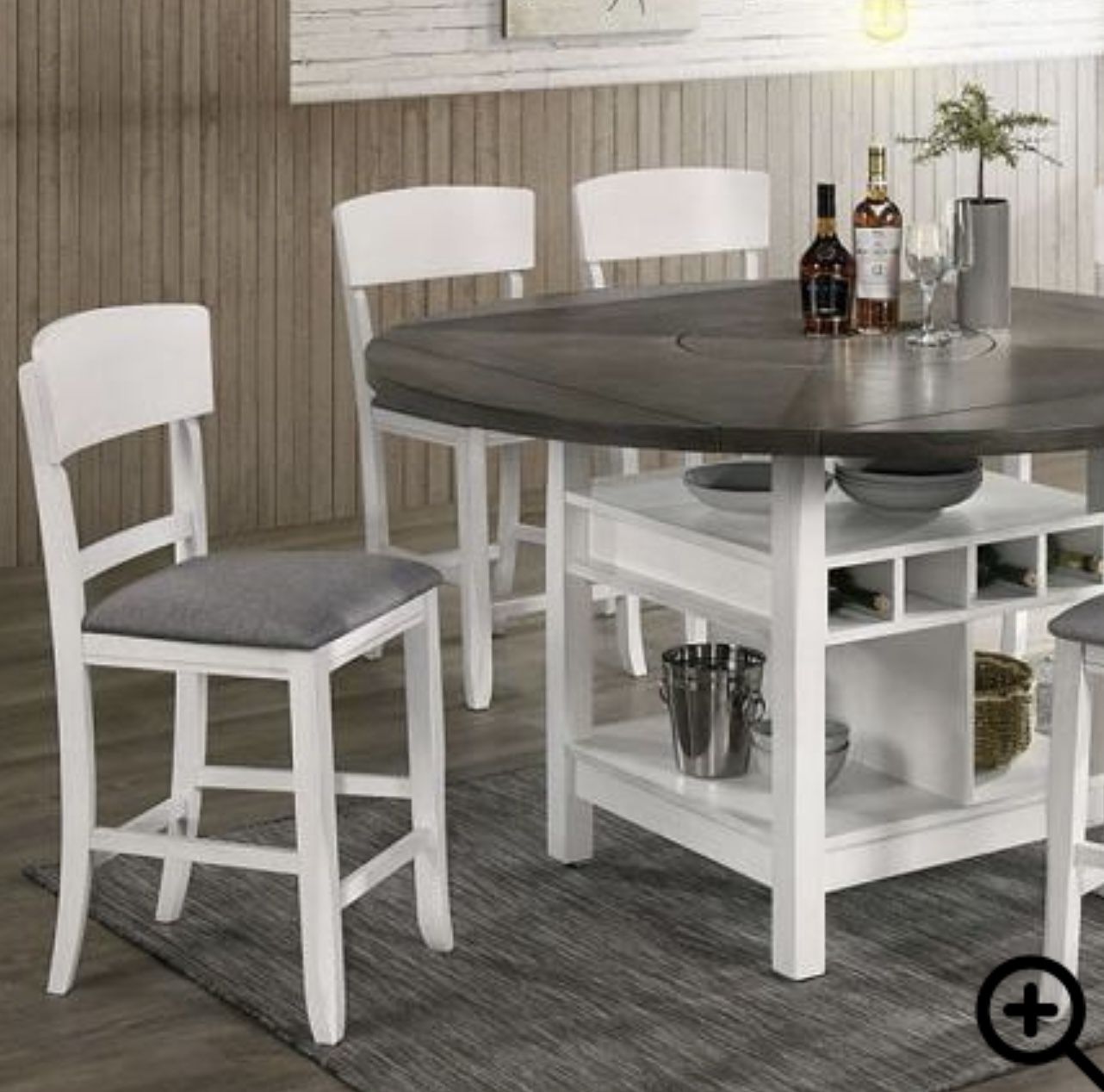 7 Piece Dining Table/bistro Set with Lazy Susan 
