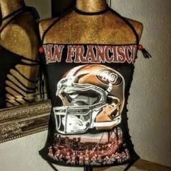WOMEN'S "SAN FRANCISCO 49ERS" CUSTOM CUT & WEAVED DESIGNED BY ME. ONE-OF-A-KIND