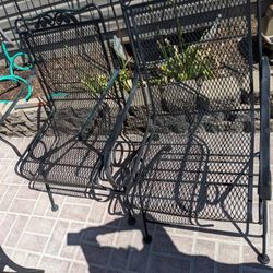 2 Black Metal Patio Garden Chairs 