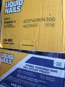 Box Liquid Nails, Contractors Grade