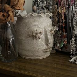 stunning ceramic pottery face pot