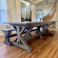 Farmhouse, Dining Table, With The Bench
