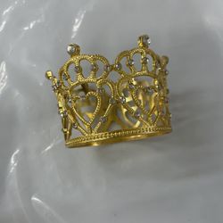 Mini Crown Cake Toppers, Alloy Queen Princess Little Gold Crown Tiara Cupcake Heart Shaped with Pearl Rhinestone for Birthday Cake Decor Wedding 