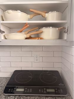 induction cooktop and set of pans