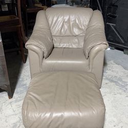 Comfy Leather Chair And Ottoman