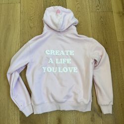 AMARE C.A.L.Y.L CREATE A LIFE YOU LOVE PINK HOODIE HOODED SWEATSHIRT SIZE S SM