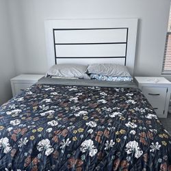 Queen bed Frame Set With Night Stand 