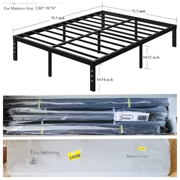 Brand New,16 Inch King Bed Frame 