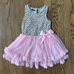 Mud Pie Pink Tulle Bottom with Leopard Top Girls Dress / Tunic