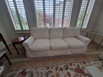White Slipcovered 3-Seat Sofa