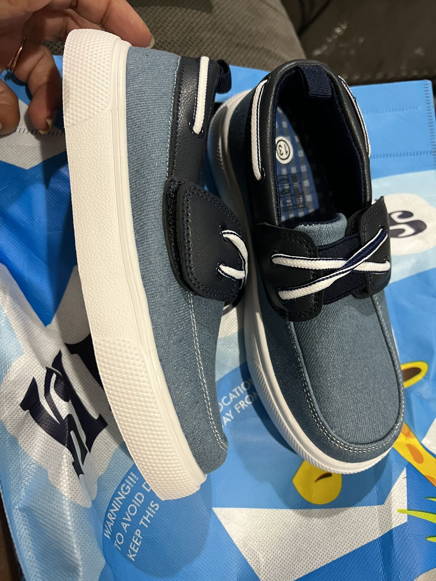 Dress Boat Shoes Denim & White