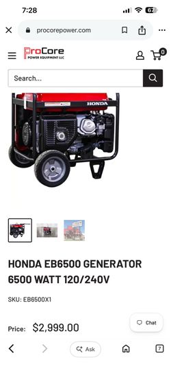 Honda EB6500 X Heavy Duty GFCI protection industrial grade generator for demanding applications