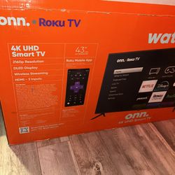 BRAND NEW UNOPENED 43” ONN ROKU SMART TV 