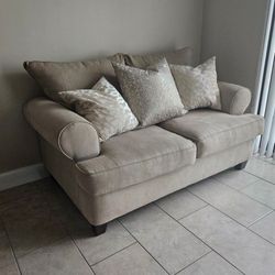 Comfy Fabric Sofa, Barely Used, (Does Not Include Pillows)