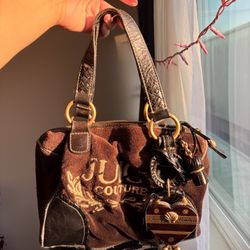 Juicy Couture Vintage Brown Velour Bag — Rare Charm — Pre-Loved