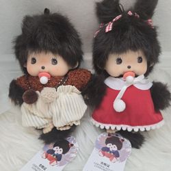 Couple of monchhichi holiday Japanese boy and girl plush toy 15cm 5.9in