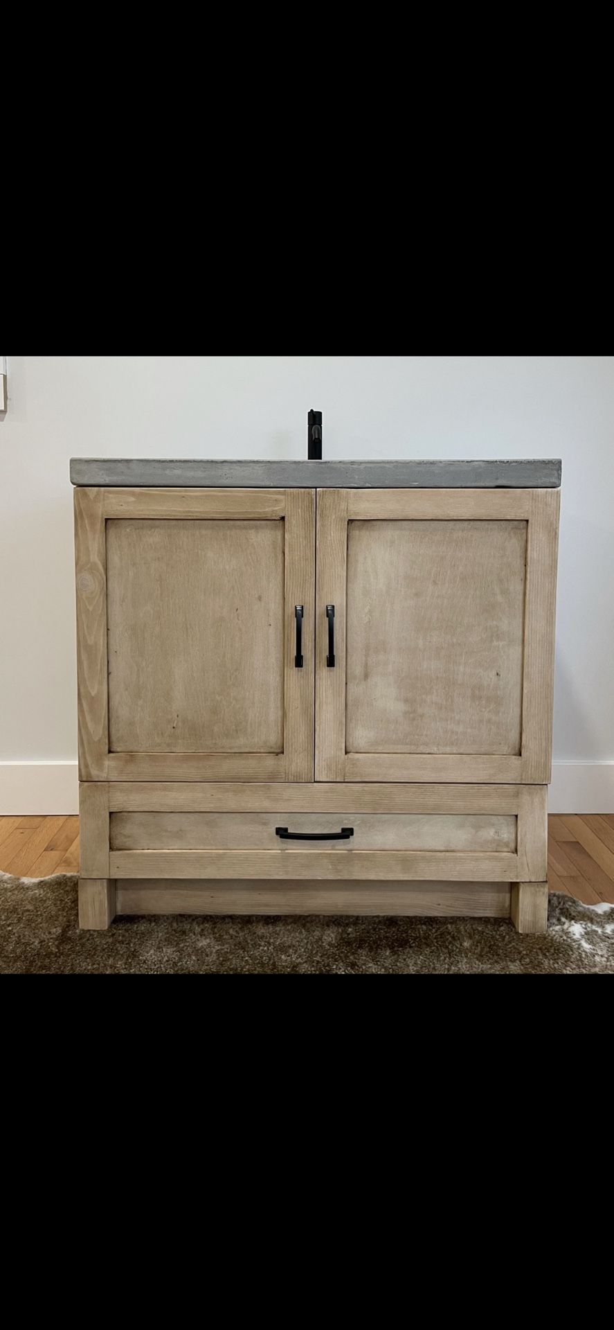 36” Bathroom Vanity with Concrete Sink / Faucet . Restoration Hardware