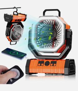 20000mAh USB Rechargeable Camping Fan with LED Light Auto Oscillating Fan Remote