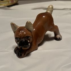 Vintage Wales Japan Boxer Dog Figurines,  Bandages Porcelain RARE