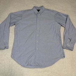 Polo Ralph Lauren Men Blue Stripes Cotton Button Shirt 