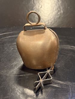 Vintage Brass Metal Cow Bell 5” Rustic Farmhouse