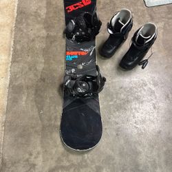 Burton Snowboard 145cm With Bindings And Boots Size 7,8,9