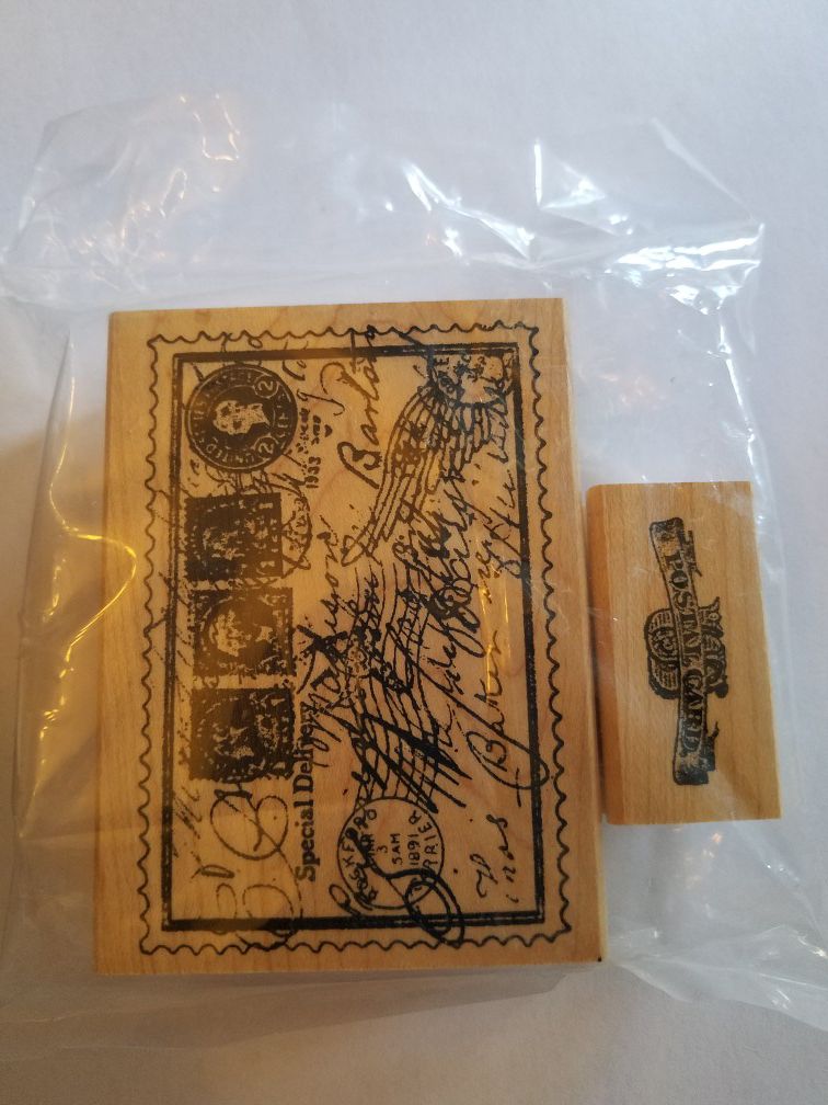 Postal themed rubber stamp set
