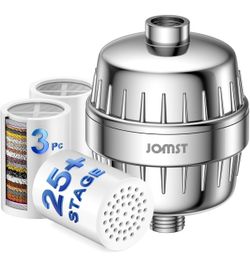 25 Stages Shower Filter with 3 Cores - Maximize Shower Sediment Filtration & Reduce 97.45% Chlorine in Shower Water - For Softer Skin & Shinier Hair -