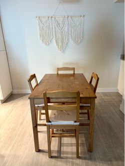 IKEA HÄGERNÄS Dining Table Set with 4 Chairs & Cushions - Like New