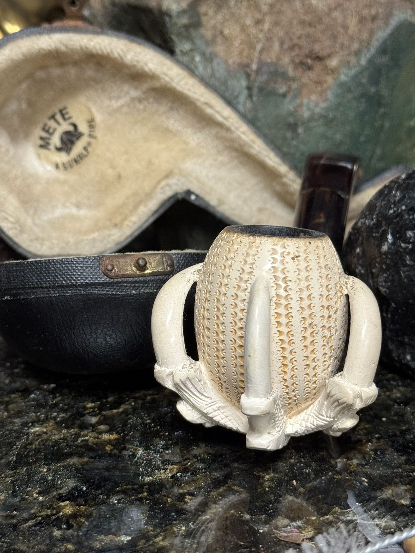 Vintage Turkish Meerschaum Claw Pipe – METE (Sunalp) – with Original Case