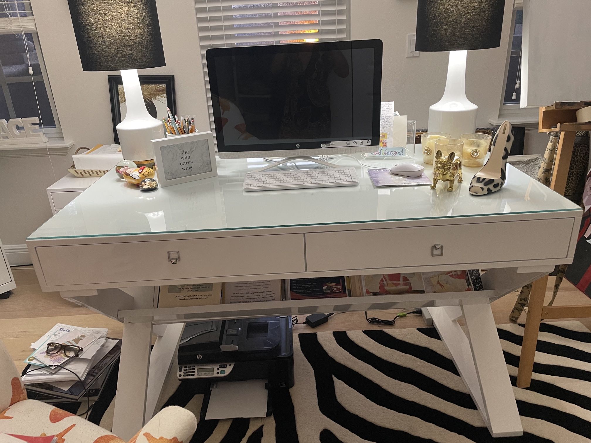 High Gloss White Desk