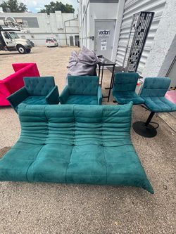 Green couch and chair set