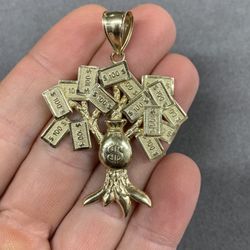 10K Yellow Gold Money Tree Pendant - 5.7 Grams 