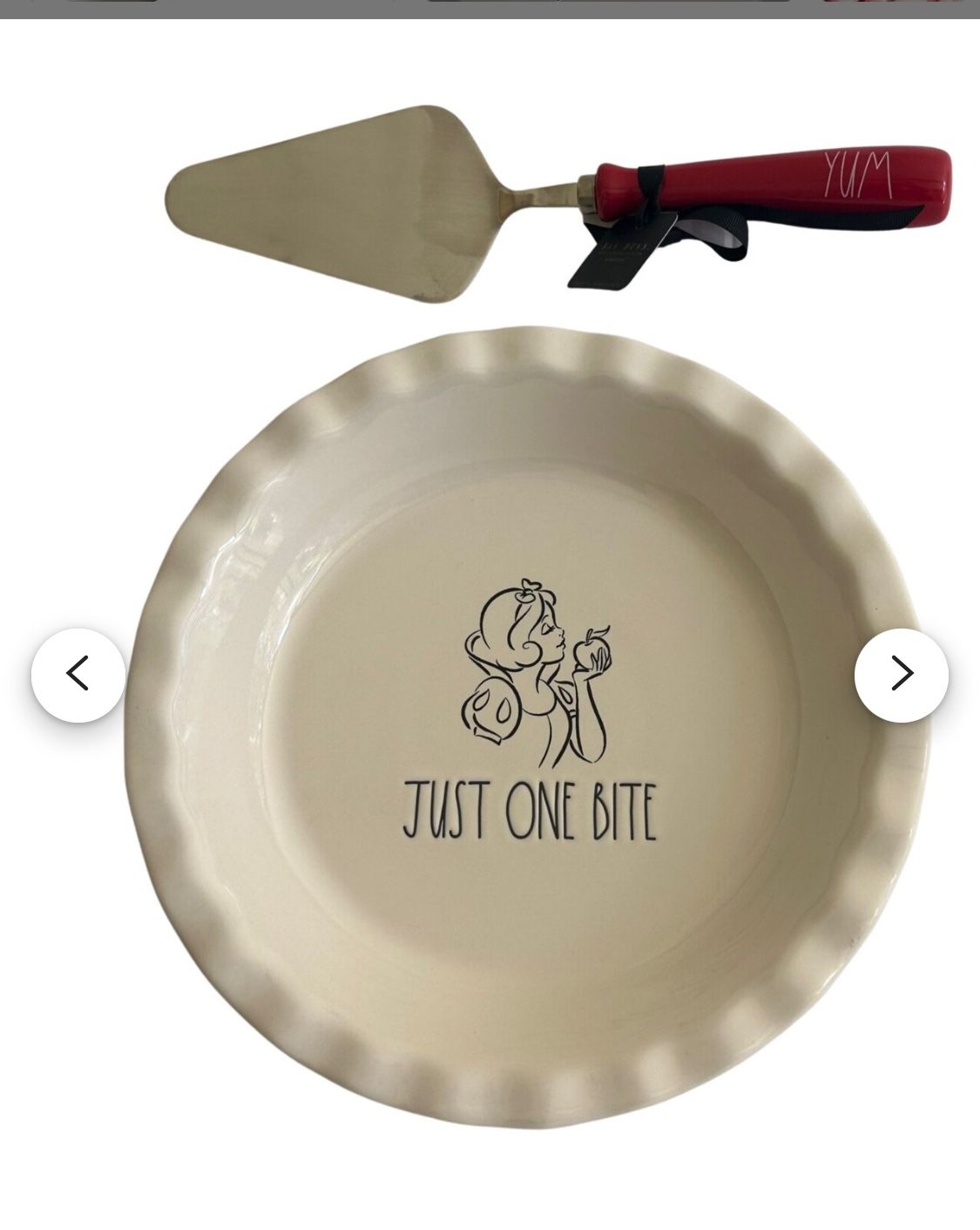 NEW Rae Dunn Snow White Disney Princess “Just One Bite” Pie Plate w/Server