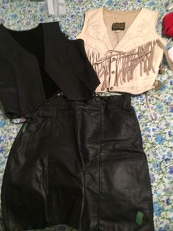 Leathers vests and leather skirt