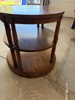 Oval  3-Tier Wood Side Table