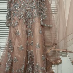 Net Formal Embroidered Maxi Dress