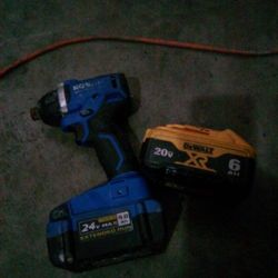 20v 6AH DeWalt Battery & 24 V Max 4.0 AH Kobal  Drill With Battery 