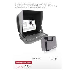 Brand new 3-in-1 Laptop Sunshade and Privacy Visor, Foldable Water Repellent Screen with Elastic PVC Core, Convertible Shoulder Bag for 12-14 Inch Lap