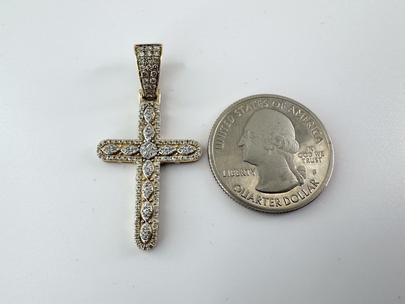 1/2 Carat Diamond 10k Yellow Gold Cross Pendant 3.6 Grams 11052453