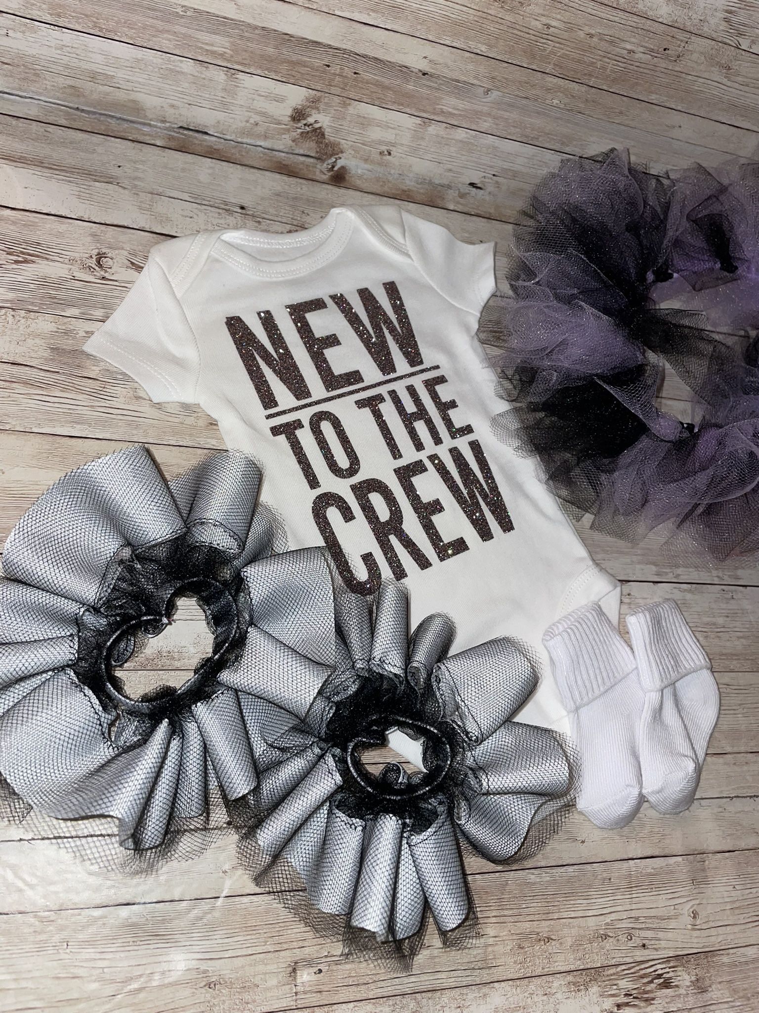 New To The Crew Onesie, Sock Tutu And Baby Tutu