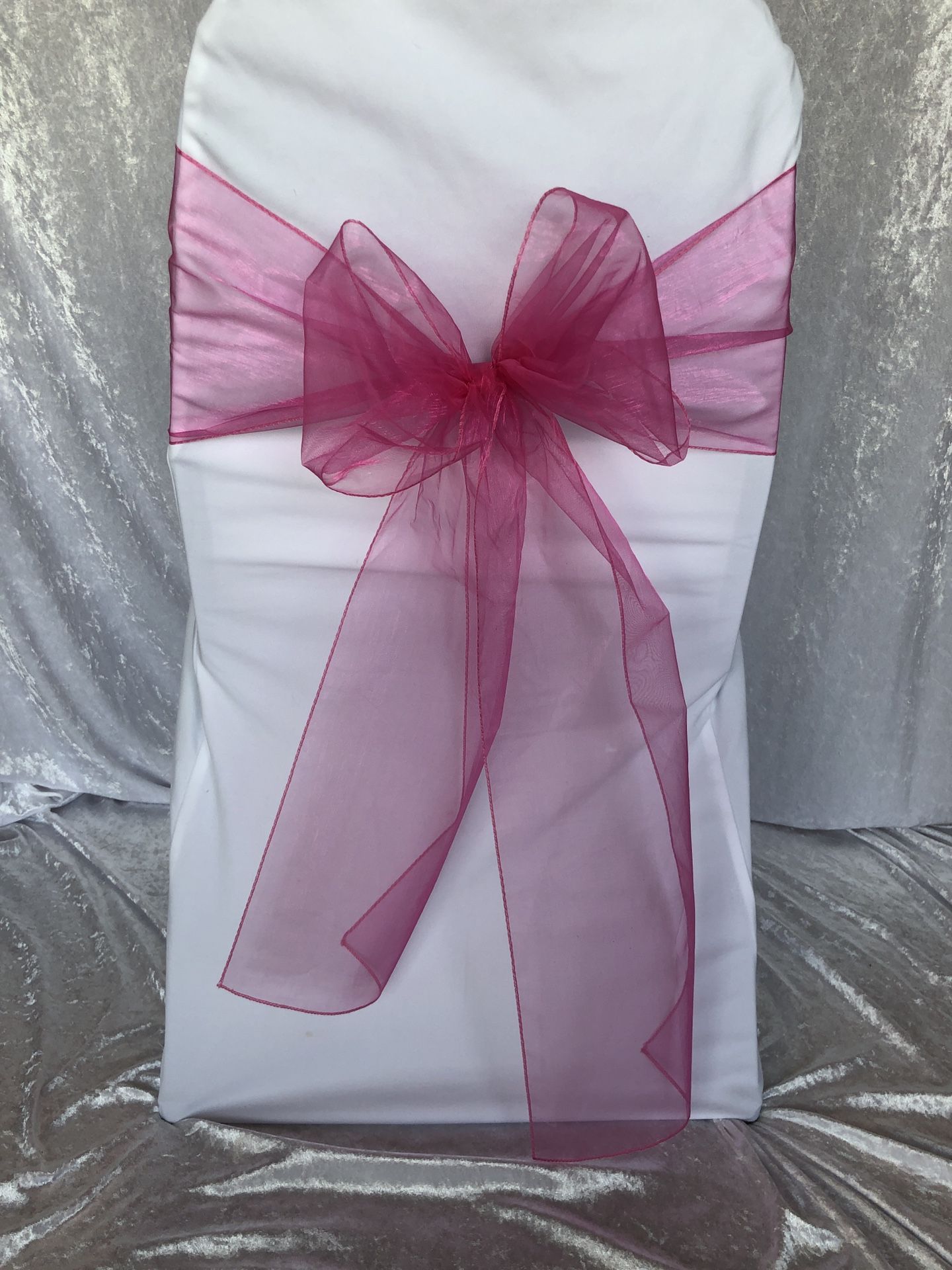 Fuchsia organza chair sash wedding decor decorations