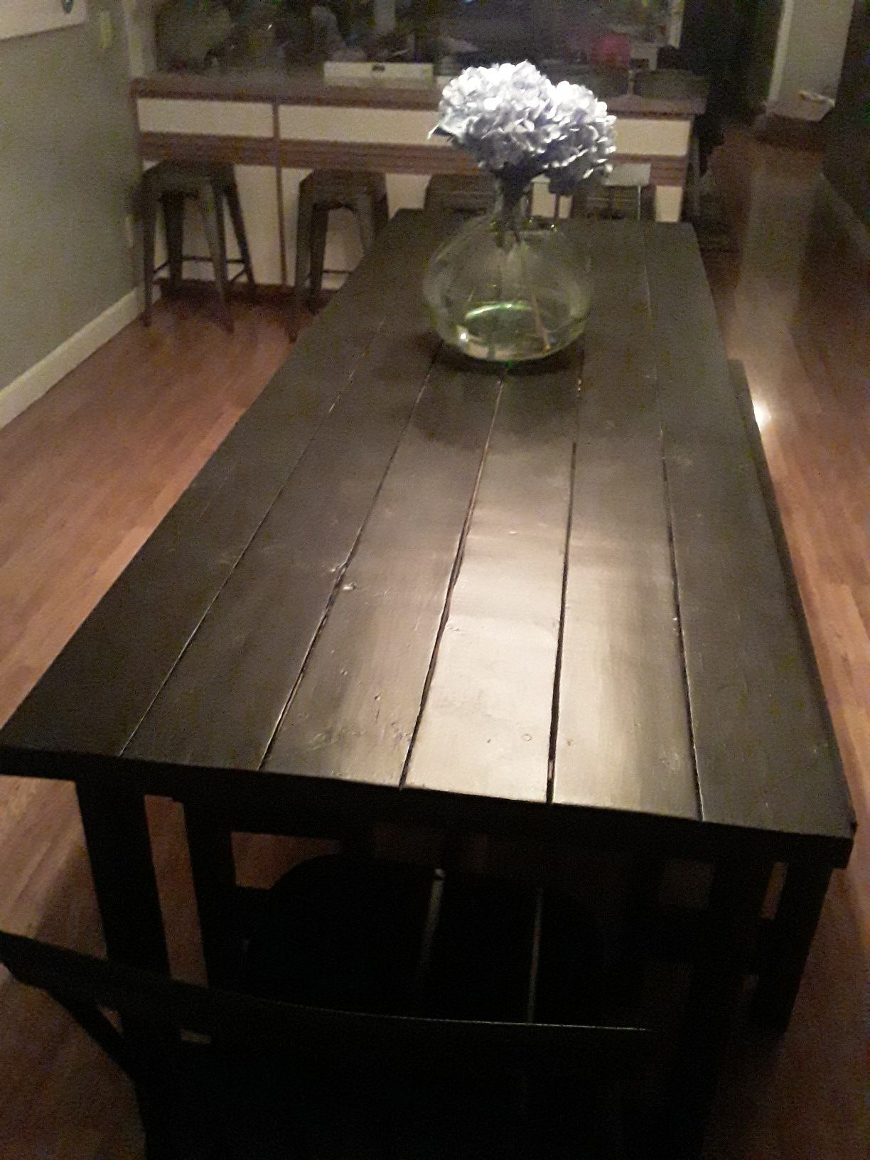 Farm house table with benches