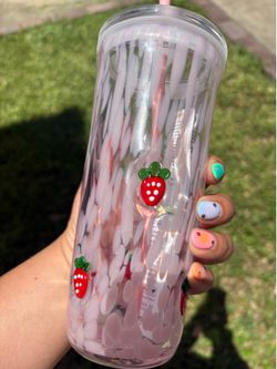 Strawberry Starbucks glass tumbler
