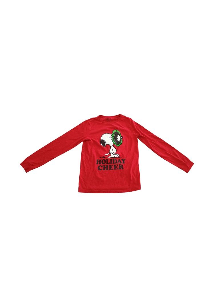 Peanuts -Snoopy Dog Red Happy Holidays Long Sleeve Graphic T-Shirt Kid Boy / Unisex Size Large.