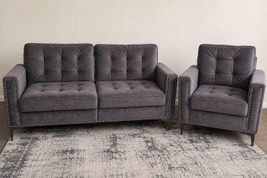 Furniture Row Gray Loveseat + Accent Chair Set